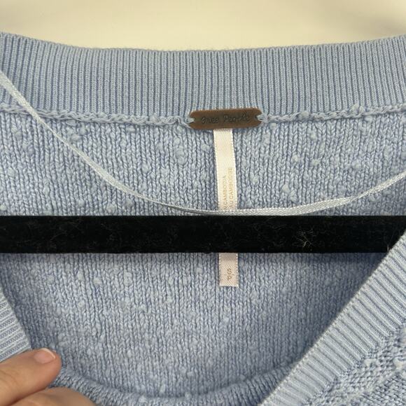 Free People Light Blue Nubby Knit Balloon Sleeve Sweater Size Small S - Picture 4 of 7